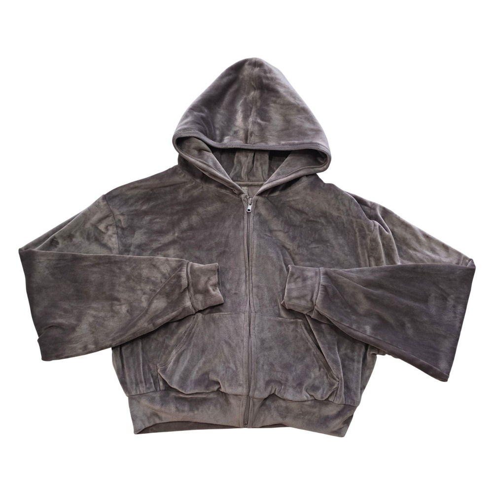 SKIMS Velour Cropped Full Zip Hoodie Brown Size XL Loungewear